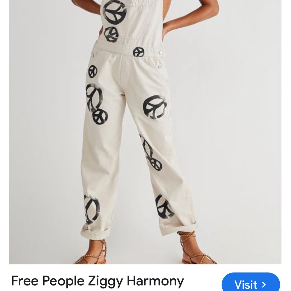 Free People Ziggy Harmony Overalls with Peace Symbols